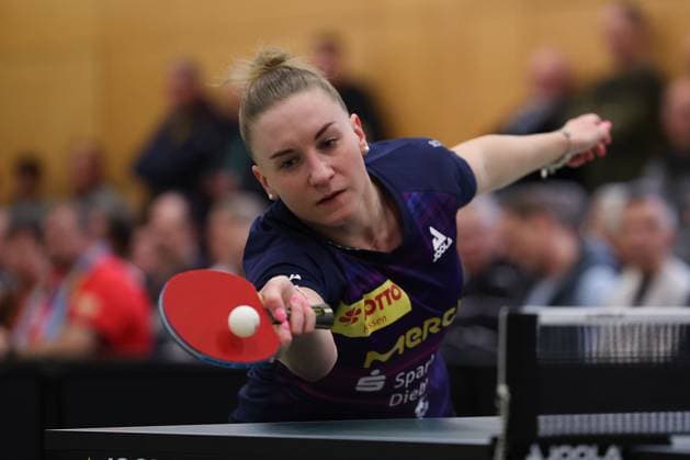 2025 03 01 Table tennis women 1 Bundesliga TSV 1909 Langstadt TTC 1946 Weinheim v l , Chantal Mantz TSV Langstadt Table tennis women 1 Bundesliga plays a forehand Copyright: JoaquimxFerreira
