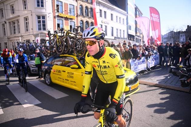 Kuurne - Brussel - Kuurne 2025 cycling race KUURNE, BELGIUM - MARCH 02 : Van Aert Wout (BEL) of Team Visma - Lease a Bike before the start of the race during the Men Elite UCI 1.Pro 77th Kuurne - Brussel - Kuurne cycling race of 203 kms with start in Kortrijk and finish in Kuurne on March 02, 2025 in Kuurne, Belgium, 02 03 2025 ( Motordriver Kenny Verfaillie & Kuurne Belgium  Copyright: xTomasxSiskx