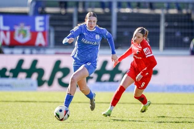 02 03 2025, Hänsch Arena, Meppen, GER, 2 Frauen Bundesliga SV Meppen vs SC Freiburg II, Laura Bröring SV Meppen 6 DFL REGULATIONS PROHIBIT ANY USE OF PHOTOGRAPHS AS IMAGE SEQUENCES AND OR QUASI VIDEO Meppen Niedersachsen Germany Hänsch Arena