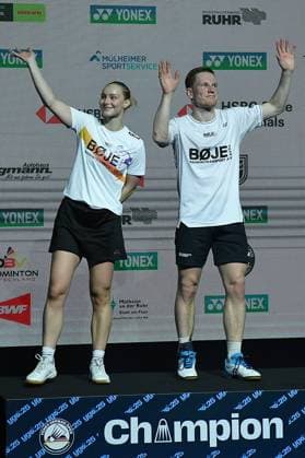 Sport Themen der Woche KW09 Sport Bilder des Tages Badminton YONEX German Open 2025 Mixed Finale am 02.03.2025 in der Westenergie Sporthalle in Mülheim an der Ruhr Sieger: Robin TABELING ( Niederlande ) Alexandra BOJE ( Dänemark ) *** Badminton YONEX German Open 2025 Mixed Final on 02 03 2025 in the Westenergie Sporthalle in Mülheim an der Ruhr Winner Robin TABELING Netherlands Alexandra BOJE Denmark xRx