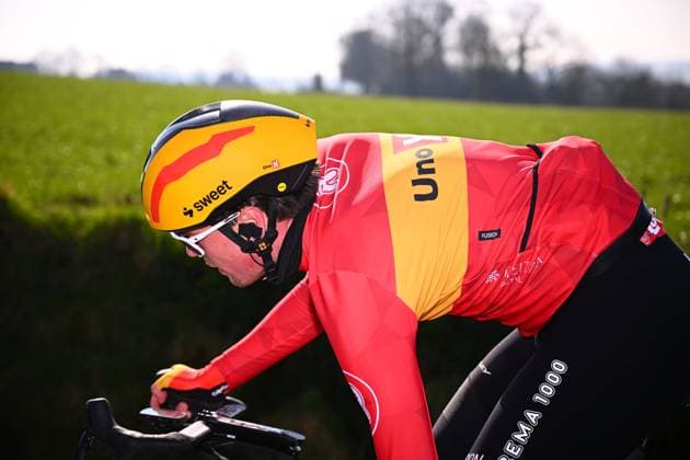 Kuurne - Brussel - Kuurne 2025 cycling race KUURNE, BELGIUM - MARCH 02 : Waerenskjold Soren (NOR) of Uno-X Mobility in action during the Men Elite UCI 1.Pro 77th Kuurne - Brussel - Kuurne cycling race of 203 kms with start in Kortrijk and finish in Kuurne on March 02, 2025 in Kuurne, Belgium, 02 03 2025 ( Motordriver Kenny Verfaillie & Kuurne Belgium  Copyright: xTomasxSiskx