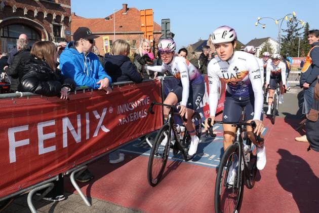 Fenix Omloop van het Hageland AARSCHOT TIELT - WINGE, Belgium 02 03 2025 UAE Team pictured during the Fenix Omloop van het Hageland on 02 March 2025 ( Picture by Gianni Barbieux Photo News ).  Copyright: xGiannixBarbieuxx