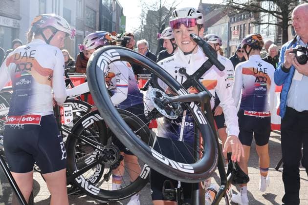 Fenix Omloop van het Hageland AARSCHOT TIELT - WINGE, Belgium 02 03 2025 UAE Team pictured during the Fenix Omloop van het Hageland on 02 March 2025 ( Picture by Gianni Barbieux Photo News ).  Copyright: xGiannixBarbieuxx