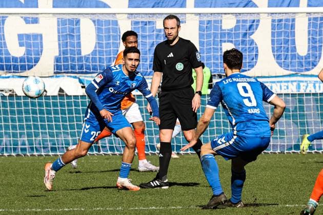 Livan Burcu l ,1 FC Magdeburg,29 and Martijn Kaars 1 FC Magdeburg,9 2 Soccer Bundesliga Season 2024 2025 1 FC Magdeburg vs SV Darmstadt 98 at the Avnet Arena in Magdeburg Action,Soccer,Man,Men,Germany,02 03 2025