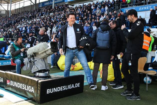 Coach Christian Titz 1 FC Magdeburg 2 Soccer Bundesliga Season 2024 2025 1 FC Magdeburg vs SV Darmstadt 98 at the Avnet Arena in Magdeburg Soccer,Man,Men,Germany,02 03 2025