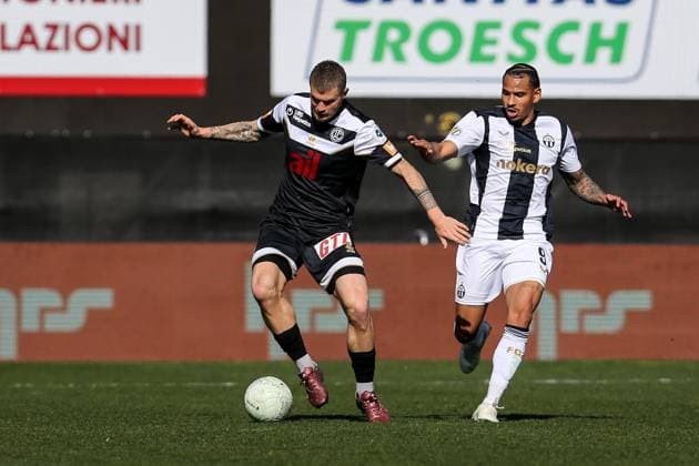 Lugano, Switzerland, March 02st 2025: Mai Lukas (Lugano) and Juan Perea (Zurich) during the match between FC Lugano and FC Zurich for Swiss Super League at Cornaredo Stadium, Lugano. (RogÃ rio Moroti SPP) Copyright: xRogÃ rioxMorotix xSPPx spp-en-RoMoSp-AP5W9933