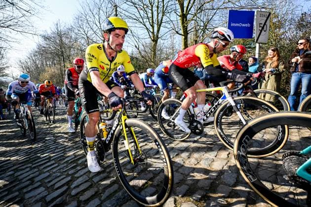 Belgian Victor Campenaerts of Team Visma-Lease a Bike pictured in action during the Kuurne-Brussels-Kuurne one day cycling race, 196,9 km from Kuurne to Kuurne via Brussels, Sunday 02 March 2025. DIRKxWAEM  x114010029x