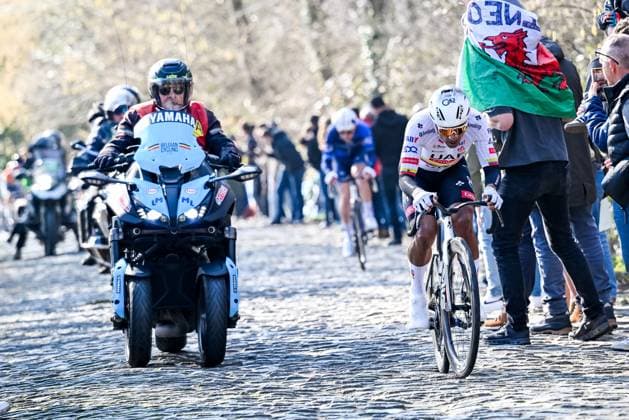 Ecuadorian Jhonatan Narvaez of UAE Team Emirates pictured in action during the Kuurne-Brussels-Kuurne one day cycling race, 196,9 km from Kuurne to Kuurne via Brussels, Sunday 02 March 2025. DIRKxWAEM  x114010746x