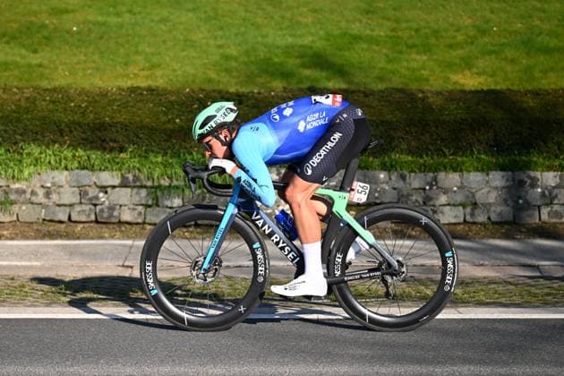 Kuurne - Brussel - Kuurne 2025 cycling race KUURNE, BELGIUM - MARCH 02 : Bissegger Stefan (SUI) of Decathlon AG2R La Mondiale Team in action during the Men Elite UCI 1.Pro 77th Kuurne - Brussel - Kuurne cycling race of 203 kms with start in Kortrijk and finish in Kuurne on March 02, 2025 in Kuurne, Belgium, 02 03 2025 ( Motordriver Kenny Verfaillie & Kuurne Belgium  Copyright: xTomasxSiskx