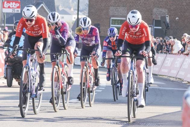 Fenix Omloop van het Hageland AARSCHOT TIELT - WINGE, Belgium 02 03 2025 Anna Van Der Breggen, SD Worx and Puck Pieterse, Fenix-Deceuninck pictured during the Fenix Omloop van het Hageland on 02 March 2025 ( Picture by Gianni Barbieux Photo News ).  Copyright: xGiannixBarbieuxx