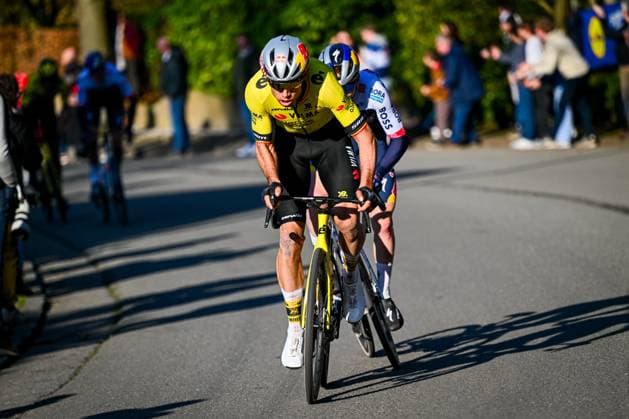 Belgian Wout van Aert of Team Visma-Lease a Bike pictured in action during the Kuurne-Brussels-Kuurne one day cycling race, 196,9 km from Kuurne to Kuurne via Brussels, Sunday 02 March 2025. POOLxLUCxCLAESSEN  x114012397x