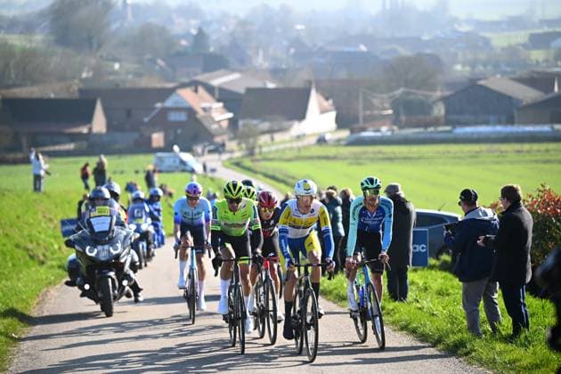 Kuurne - Brussel - Kuurne 2025 cycling race KUURNE, BELGIUM - MARCH 02 : De Bondt Dries (BEL) of Decathlon AG2R La Mondiale Team, Vanhoof Ward (BEL) of Team Flanders - Baloise in the escape pack during the Men Elite UCI 1.Pro 77th Kuurne - Brussel - Kuurne cycling race of 203 kms with start in Kortrijk and finish in Kuurne on March 02, 2025 in Kuurne, Belgium, 02 03 2025 ( Motordriver Kenny Verfaillie & Kuurne Belgium  Copyright: xTomasxSiskx