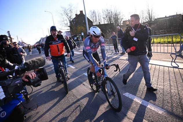 Kuurne - Brussel - Kuurne 2025 cycling race KUURNE, BELGIUM - MARCH 02 : Philipsen Jasper (BEL) of Alpecin-Deceuninck after the race during the Men Elite UCI 1.Pro 77th Kuurne - Brussel - Kuurne cycling race of 203 kms with start in Kortrijk and finish in Kuurne on March 02, 2025 in Kuurne, Belgium, 02 03 2025 ( Motordriver Kenny Verfaillie & Kuurne Belgium  Copyright: xTomasxSiskx