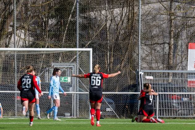 02 03 2025, Football, 2 Womens Bundesliga, 2024 2025, SG 99 Andernach 1 FC Nuremberg The Nuremberg women take the lead with 2 1 through Luisa Guttenberger 4 Nuremberg Mendig Junglas Baumaschinen Stadion Rheinland Pfalz Germany