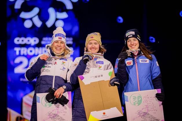 RECORD DATE NOT STATED 2.03.2025 MISTRZOSTWA SWIATA W NARCIARSTWIE KLASYCZNYM KOMBINACJA NORWESKA KOBIET TRONDHEIM 2025 FIS NORDIC WORLD SKI CHAMPIONSHIPS NORDIC COMBINED WOMEN N Z GYDA WESTVOLD HANSEN IDA MARIE HAGEN LISA HIRNER FOT. JULIA PIATKOWSKA NEWSPIX.PL --- newspix.pl 
