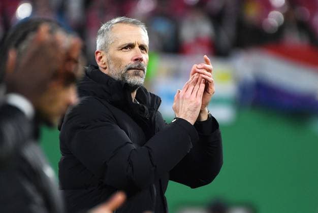 Soccer DFB Cup, Season 2024 2025, Quarter-final, RB Leipzig vs VfL Wolfsburg 26 02 2025 1 0 0 0 Marco Rose Coach RB Leipzig claps his hands after the game at the match RB Leipzig vs VfL Wolfsburg 26 02 2025 and looks thoughtful Leipzig Saxony Germany Red Bull Arena