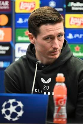 Club Brugge v Aston Villa - UEFA Champions League Media Activities 03 03 2025 BRUGGE, BELGIUM - MARCH 03 : Vanaken Hans midfielder of Club Brugge talking to the press during a press conference, PK, Pressekonferenz ahead of the UEFA Champions League 2024 25 round of 16 match first round between Club Brugge and Aston Villa on March 3, 2025 in Brugge, Belgium, 03 03 2025 Brugge Belgium  Copyright: xTomasxSiskx