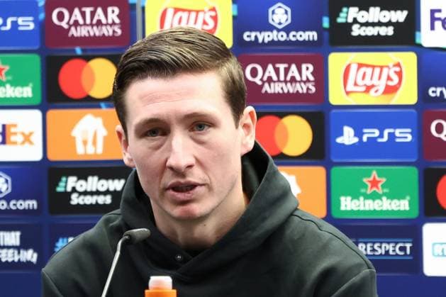Club s Hans Vanaken pictured during a press conference, PK, Pressekonferenz of Belgian soccer Club Brugge KV, Monday 03 March 2025 in Brugge. Tomorrow, they will play against English club Aston Villa, on the first leg of the 1 8 finals of the UEFA Champions League knockout phase. BRUNOxFAHY  x114164351x
