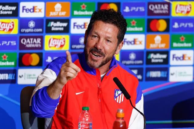 March 3, 2025, Madrid, Madrid, SPAIN: Diego Pablo Simeone, head coach of Atletico de Madrid, attends his press conference, PK, Pressekonferenz ahead of the UEFA Champions League, football match against Real Madrid CF, at Riyadh Air Metropolitano on March 03, 2025, in Madrid, Spain. Madrid SPAIN - ZUMAa181 20250303_zaa_a181_115 Copyright: xDennisxAgyemanx