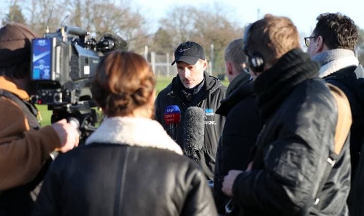 Coach Stefan Leitl interviewed by the media Sport Football Soccer Season 2024 2025 2 Bundesliga Men DFL 03 03 2025 Training Kick-off training Hertha BSC Berlin DFL regulations prohibit any use of photographs as image sequences and or quasi video