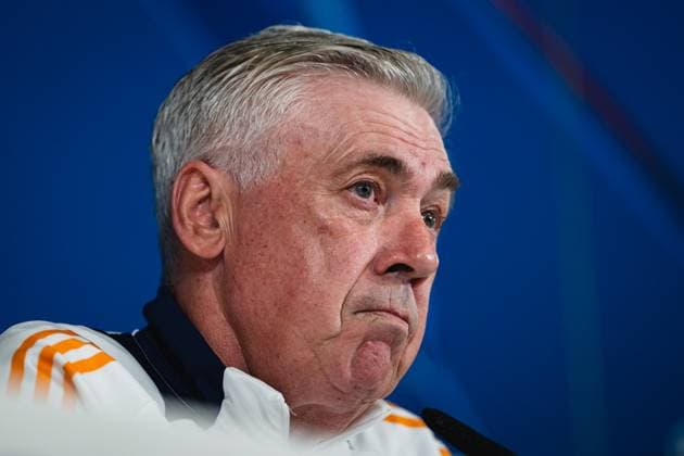 UEFA Champions League 2024 25 Round of 16 First Leg: Real Madrid CF Training Session and press conference, PK, Pressekonferenz Carlo Ancelotti, head coach of Real Madrid CF, seen speaking during the UEFA Champions League 2024 25 League Round of 16 First Leg Training Session And Press Conference at Ciudad Real Madrid on March 03, 2025 in Valdebebas, Spain. Valdebebas Ciudad Real Madrid Madrid Spain Copyright: xAlbertoxGardinx AGardin_20250303_Champ_Real_Madrid_PC_0162