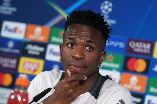 Real Madrid CF s Vinicius Junior during the press conference, PK, Pressekonferenz prior to the first leg of the Champions League Round of 16 against Atletico de Madrid. March 3, 2025. (2025030304)