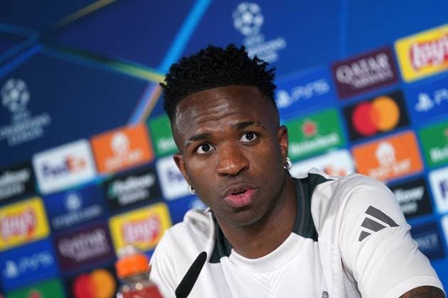Real Madrid CF s Vinicius Junior during the press conference, PK, Pressekonferenz prior to the first leg of the Champions League Round of 16 against Atletico de Madrid. March 3, 2025. (2025030308)