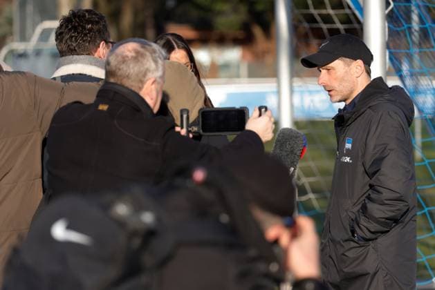 Coach Stefan Leitl Hertha BSC at media round, Germany, Berlin, Sportpark, Football, Men, Season 2024 2025, 2 Bundesliga