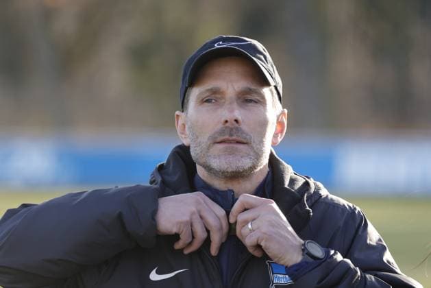 Coach Stefan Leitl Hertha BSC at media round, Germany, Berlin, Sportpark, Football, Men, Season 2024 2025, 2 Bundesliga