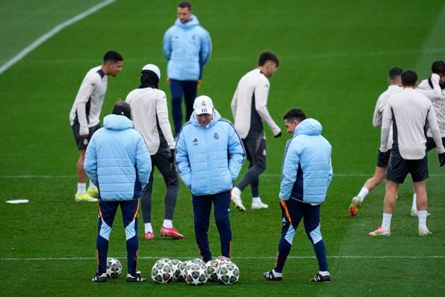 March 3, 2025, Valdebebas, Madrid, SPAIN: Carlo Ancelotti during the training day ahead of the UEFA Champions League, football match against Atletico de Madrid, at Ciudad Deportiva Real Madrid on March 03, 2025, in Madrid, Spain. Valdebebas SPAIN - ZUMAa181 20250303_zaa_a181_175 Copyright: xOscarxJ.xBarrosox