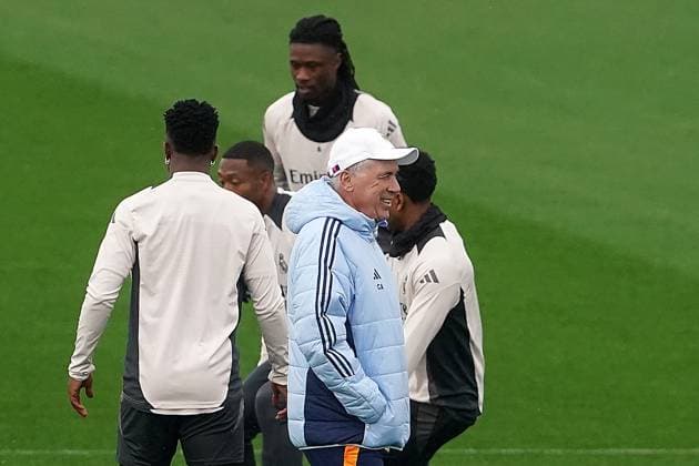REAL MADRID CF v ATLETICO DE MADRID. CHAMPIONS LEAGUE 2024 2025. ROUND OF 16. 1ST LEG. Real Madrid CF s coach Carlo Ancelotti during the training session prior to the first leg of the Champions League Round of 16 against Atletico de Madrid. March 3, 2025. (ALTERPHOTOS Acero) MadridSpain  Copyright: xAcerox