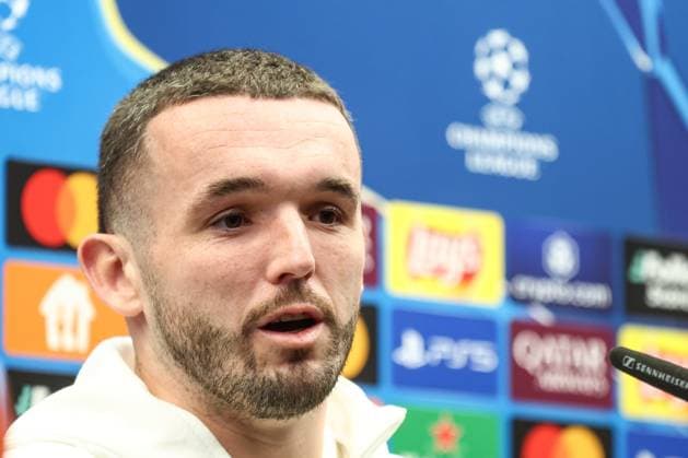 Aston Villa s John McGinn pictured during a press conference, PK, Pressekonferenz of English club Aston Villa, Monday 03 March 2025 in Brugge. Tomorrow, they will play against Belgian soccer Club Brugge KV, on the first leg of the 1 8 finals of the UEFA Champions League knockout phase. BRUNOxFAHY  x114178952x