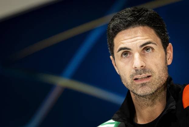 EINDHOVEN - Arsenal coach Mikel Arteta during the press conference, PK, Pressekonferenz ahead of the meeting between the English team and PSV in the Champions League eighth final in Eindhoven. ANP KOEN VAN WEEL xVIxANPxSportx xxANPxIVx 521488739 originalFilename: 521488739.jpg