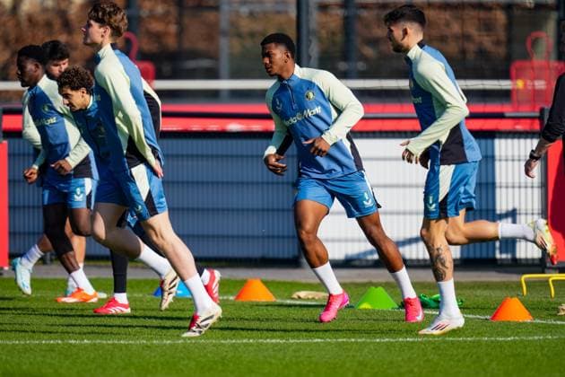 UEFA Champions League 2024-2025: training of Feyenoord Rotterdam - Jeyland Mitchell of Feyenoord during the training of Feyenoord in preparation of the UEFA Champions League duel against Inter Milan at Trainingscomplex 1908 on 4 March 2025 in Rotterdam, The Netherlands. Copyright: xYannickxVerhoevenx