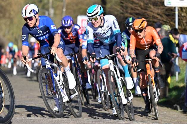 Samyn Classic 2025 DOUR, BELGIUM - MARCH 04 : rider of Bahrain - Victorious pictured during the 57th edition of the Samyn cycling race, with start in Quaregnon and finish in Dour after 199km of racing on March 4, 2025 in Dour, Belgium, 04 03 2025 Dour Belgium  Copyright: xJanxDexMeuleneirx