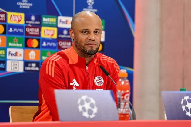 Vincent Kompany FC Bayern Muenchen, Head coach at the press conference, GER, International press conference, FC Bayern Muenchen, Football, UEFA Champions League, Round of 16 first leg, 2024 2025 season, 04 03 2025, GER, International press conference, FC Bayern Muenchen, Football, UEFA Champions League, Round of 16 first leg, 2024 2025 season, 04 03 2025 Muenchen Copyright: xEibner-Pressefoto JennixMaulx EP_JML