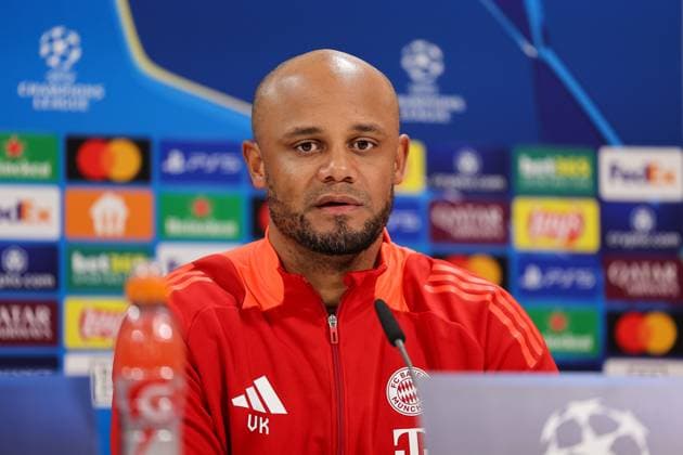 Vincent Kompany FC Bayern Muenchen, Head coach at the press conference, GER, International press conference, FC Bayern Muenchen, Football, UEFA Champions League, Round of 16 first leg, 2024 2025 season, 04 03 2025, GER, International press conference, FC Bayern Muenchen, Football, UEFA Champions League, Round of 16 first leg, 2024 2025 season, 04 03 2025 Muenchen Copyright: xEibner-Pressefoto JennixMaulx EP_JML