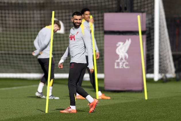 Football - UEFA Champions League - Round of 16 1st Leg - Paris Saint-Germain v Liverpool FC - MD-1 LIVERPOOL, ENGLAND - Tuesday, March 4, 2025: Liverpool s Mohamed Salah during a training session at the AXA Training Centre ahead of the UEFA Champions League match between Paris Saint-Germain and Liverpool FC. (Photo by Jessica Hornby Propaganda) LIVERPOOL AXA Training Centre MERSEYSIDE ENGLAND  Copyright: xDavidxRawcliffex P2025-03-04-JH_LFC_Training_PSG-21