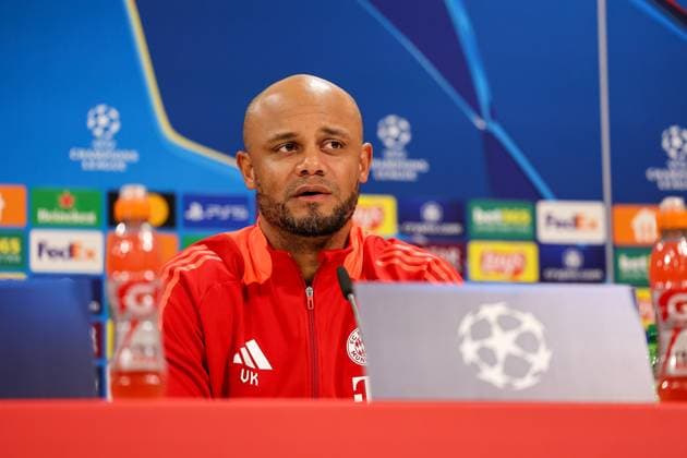 Vincent Kompany FC Bayern Muenchen, Head coach at the press conference, GER, International press conference, FC Bayern Muenchen, Football, UEFA Champions League, Round of 16 first leg, 2024 2025 season, 04 03 2025, GER, International press conference, FC Bayern Muenchen, Football, UEFA Champions League, Round of 16 first leg, 2024 2025 season, 04 03 2025 Muenchen Copyright: xEibner-Pressefoto JennixMaulx EP_JML