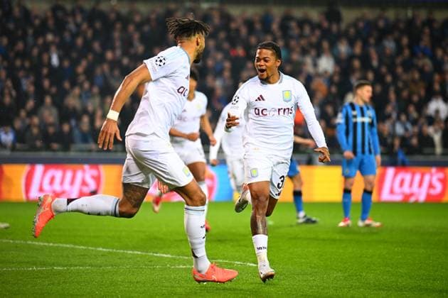 Club Brugge v Aston Villa - UEFA Champions League BRUGGE, BELGIUM - MARCH 04 : Bailey Leon forward of Aston Villa celebrating scoring a goal during the UEFA Champions League 2024 25 round of 16 match first round between Club Brugge and Aston Villa on March 4, 2025 in Brugge, Belgium, 04 03 2025 Brugge Belgium  Copyright: xTomasxSiskx