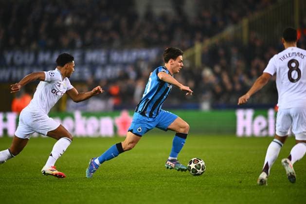 Club Brugge v Aston Villa - UEFA Champions League BRUGGE, BELGIUM - MARCH 04 : Jashari Ardon midfielder of Club Brugge in action during the UEFA Champions League 2024 25 round of 16 match first round between Club Brugge and Aston Villa on March 4, 2025 in Brugge, Belgium, 04 03 2025 Brugge Belgium  Copyright: xGvgx