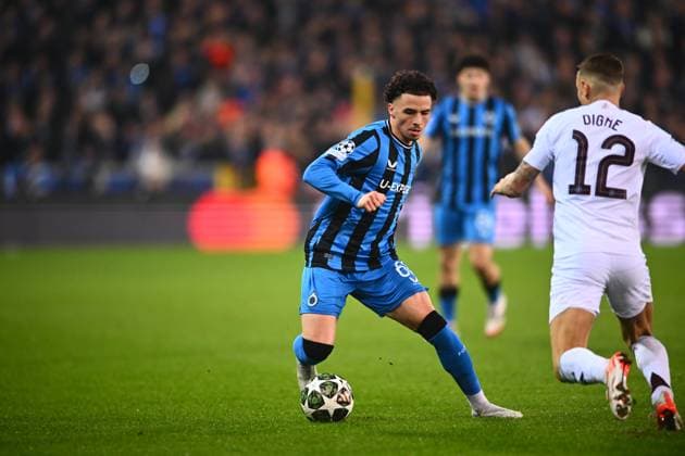 Club Brugge v Aston Villa - UEFA Champions League BRUGGE, BELGIUM - MARCH 04 : Talbi Chemsdine midfielder of Club Brugge in action during the UEFA Champions League 2024 25 round of 16 match first round between Club Brugge and Aston Villa on March 4, 2025 in Brugge, Belgium, 04 03 2025 Brugge Belgium  Copyright: xGvgx