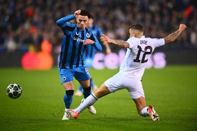 Club Brugge v Aston Villa - UEFA Champions League BRUGGE, BELGIUM - MARCH 04 : Talbi Chemsdine midfielder of Club Brugge in action during the UEFA Champions League 2024 25 round of 16 match first round between Club Brugge and Aston Villa on March 4, 2025 in Brugge, Belgium, 04 03 2025 Brugge Belgium  Copyright: xGvgx