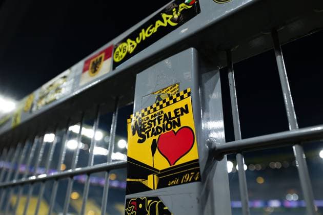 04 03 2025, UEFA Champions League, round of 16, Borussia Dortmund Lille OSC, A sticker on a fence reads, forever Westfalenstadion, Dortmund Signal Iduna Park NRW Germany xRHR PHOTO DEx Copyright: DennisxEwert RHR-FOTOx RHR-FOTO DE