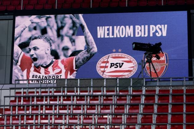 EINDHOVEN, 04-03-2025, Philips Stadium, UEFA Champions League season 2024 25, match between PSV and Arsenal, Stadium overview before the match PSV - Arsenal PSV - Arsenal  x28167540x Copyright: