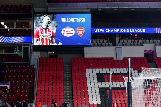 EINDHOVEN, 04-03-2025, Philips Stadium, UEFA Champions League season 2024 25, match between PSV and Arsenal, Stadium overview before the match PSV - Arsenal PSV - Arsenal  x28167541x Copyright: