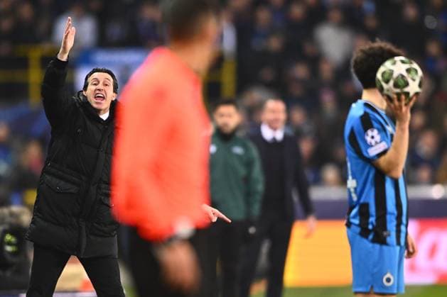 Club Brugge v Aston Villa - UEFA Champions League BRUGGE, BELGIUM - MARCH 04 : Emery Unai Head Coach of Aston Villa in action during the UEFA Champions League 2024 25 round of 16 match first round between Club Brugge and Aston Villa on March 4, 2025 in Brugge, Belgium, 04 03 2025 Brugge Belgium  Copyright: xGvgx
