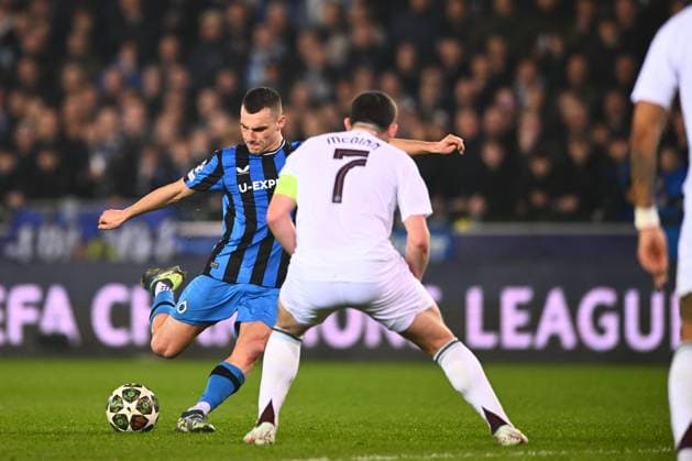 Club Brugge v Aston Villa - UEFA Champions League BRUGGE, BELGIUM - MARCH 04 : Jutgla Ferran forward of Club Brugge in action during the UEFA Champions League 2024 25 round of 16 match first round between Club Brugge and Aston Villa on March 4, 2025 in Brugge, Belgium, 04 03 2025 Brugge Belgium  Copyright: xGvgx