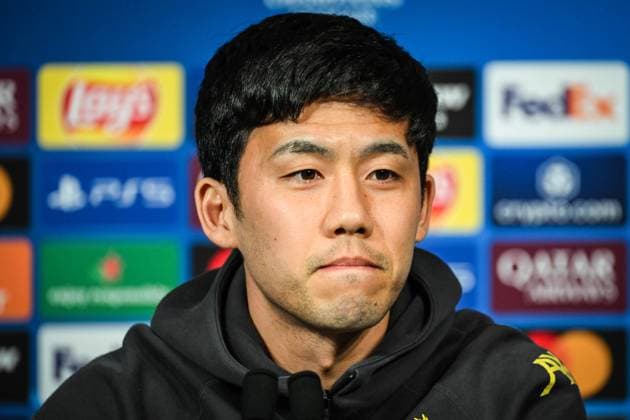 March 4, 2025, Paris, France, France: Wataru ENDO of FC Liverpool during a FC Liverpool press conference, PK, Pressekonferenz at Parc des Princes Stadium on March 04, 2025 in Paris, France. Paris France - ZUMAm308 20250304_zsp_m308_002 Copyright: xMatthieuxMirvillex
