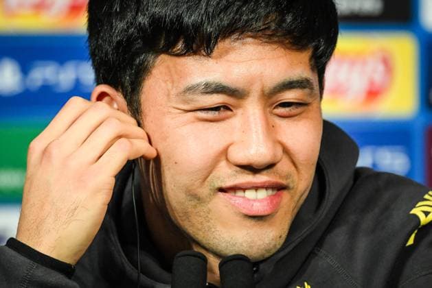 March 4, 2025, Paris, France, France: Wataru ENDO of FC Liverpool during the Liverpool press conference, PK, Pressekonferenz ahead of the UEFA Champions League, Round of 16, 1st leg football match between Paris Saint-Germain and Liverpool FC on 4 March 2025 at Parc des Princes stadium in Paris, France - Photo DPPI Paris France - ZUMAm308 20250304_zsp_m308_005 Copyright: xMatthieuxMirvillex